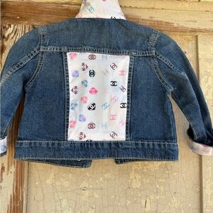 Carter's Blue Denim Jacket with Designer Multicolor Logo
